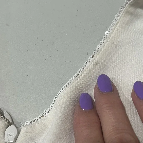 Dress the Population Sz XSmall Gold & White Sequin Mini Dress Party Stretch - Picture 10 of 13